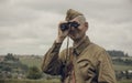 PERM, RUSSIA - JULY 30, 2016: Historical reenactment of World War II, summer, 1942. Soviet officer