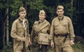 PERM, RUSSIA - JULY 30, 2016: Historical reenactment of World War II, summer, 1942. Soviet soldiers