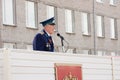 PERM, RUSSIA, JULY 04.2015:The militarian elderly the man on a tribune acts Royalty Free Stock Photo