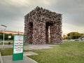 Perm, Russia, June 2017. The project is traveling in Russia. Sculpture Perm gate at Gaidar square.