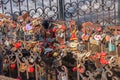 Perm, Russia - March 31,2016: Metal rusty locks of a newly-married couple