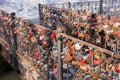 Perm, Russia - March 31,2016: Metal rusty locks of a newly-married couple