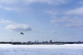 Snow kiter on the ice of the Kama Reservoir