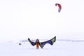 Snow kiters on the ice of the Kama Reservoir