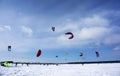 Snow kiters on the ice of the Kama Reservoir