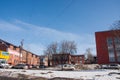 Perm, Russia - March 31.2016: Spring cityscape with a brick house