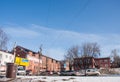 Perm, Russia - March 31.2016: Spring cityscape with a brick house