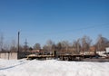 Perm, Russia - March 31.2016: Trailers of supersize cars on park