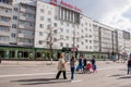 Perm, Russia - May 09.2016: People walk along the street Lenin