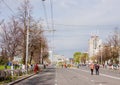 Perm, Russia - May 09.2016: People walk along the street Lenin