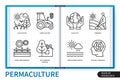 Permaculture infographics linear icons collection