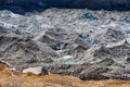 Permafrost Glacier with rocks and mud covered and small lake outbursts in the Himalayas of Nepal Royalty Free Stock Photo