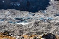 Permafrost Glacier with rocks and mud covered and small lake outbursts in the Himalayas of Nepal Royalty Free Stock Photo