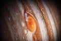 Permanent storm on Jupiter: The Great Red Spot illuminated by lightning flashes. Royalty Free Stock Photo