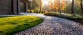 Permeable Driveway and Walkway: Eco-Friendly Solutions for Sustainable Water Drainage. Concept