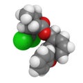 Permethrin insecticide molecule. Widely used insecticide, acaricide and insect repellent.