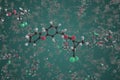 Permethrin molecule, ball-and-stick molecular model. Chemical 3d rendering