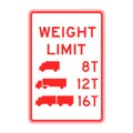 Permissible load capacity for trucks sign