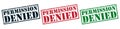 Permission Denied Rubber Stamp around Grunje on White Background. Permission Denied Sign Design Vector Illustration Royalty Free Stock Photo