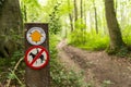 Permissive footpath sign and no horse riding sign Royalty Free Stock Photo