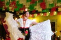 Young woman dressed with traditional clothes from Veracruz, Mexico