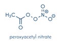 Peroxyacetyl nitrate PAN pollutant molecule. Secondary pollutant, found in photochemical smog. Further decomposes into.