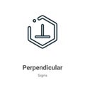 Perpendicular symbol outline vector icon. Thin line black perpendicular symbol icon, flat vector simple element illustration from