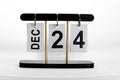 This perpetual desk calendar displays the current date of December 24th Royalty Free Stock Photo