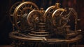 Perpetual motion machine steampunk grunge close up view