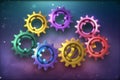 Perpetuum mobile. Color gears. Neural network AI generated