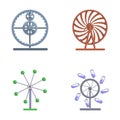 Perpetuum mobile icons set cartoon vector. Various perpetual motion machine Royalty Free Stock Photo