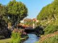 La Bassa river flowing through the city center of Perpignan, France Royalty Free Stock Photo