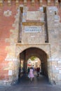 Fortress entrance named Castillet in Perpignan, France, emblem of the city