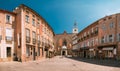 Perpignan, France. Leon Gambetta Square And Cathedral Basilica Of Saint John The Baptist Of Perpignan In Sunny Summer Royalty Free Stock Photo