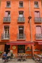 Orange facade building in Perpignan, France