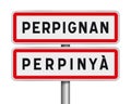 Perpignan road signs entrance Royalty Free Stock Photo