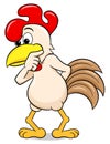 Perplexed cartoon chicken