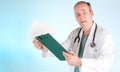 Perplexed Doctor Reading Out Medical Test Result Royalty Free Stock Photo