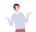 Perplexed, Shocked or Surprised Man, Guy Shrugging his Shoulders Flat Vector Illustration