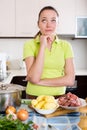 Perplexed woman with meat Royalty Free Stock Photo