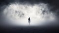 Perplexing Nightmare: A Woman\'s Silhouette Emerges From The Thick White Fog