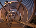 Perrault metal spiral Bridge in Rio Madrid, Modern Engineering