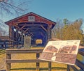 Perrine\'s covered bridge New York historical site spanning Wallkill River in Spring