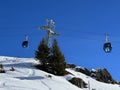 4pers. Gondola lift (monocable circulating ropeway) or 4er Gondelbahn Innerarosa-Tschuggen Royalty Free Stock Photo