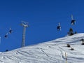 4pers. Gondola lift (monocable circulating ropeway) or 4er Gondelbahn Innerarosa-Tschuggen Royalty Free Stock Photo