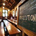 PERSECUTION text related to the type of discrimination written on a blackboard Royalty Free Stock Photo
