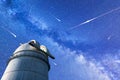 Perseid Meteor Shower in 2017. Falling stars. Milky Way observatory