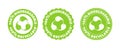 100 persent biodegradable recycle stamp. Vector reusable plastic bio package logo icon set. Eco sign Royalty Free Stock Photo