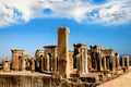 Persepolis is the capital of the ancient Achaemenid kingdom. Sight of Iran. Ancient Persia. Blue sky and clouds background Royalty Free Stock Photo