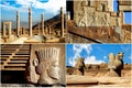 Persepolis is the capital of the ancient Achaemenid kingdom. Sight of Iran. Ancient Persia. Blue sky and clouds background. Royalty Free Stock Photo